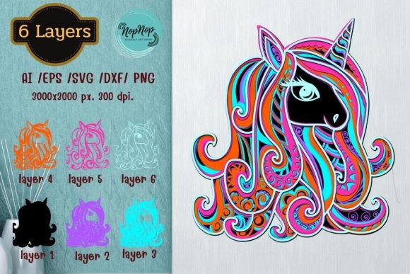 3D Layered Unicorn: Crafting Magic with Multi-Dimensional Design