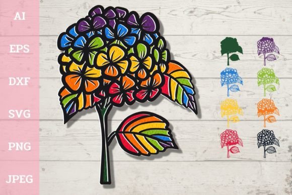 3D Pride Hydrangeas Flowers: Vibrant Digital Design Elements