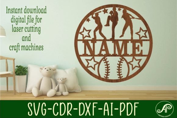 Baseball Name Sign Female SVG Cut File for Laser Projects