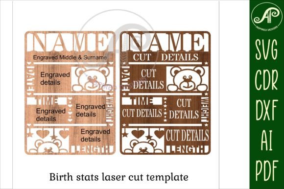 Charming Teddy Bear Baby Stats & Birth Plaque SVG