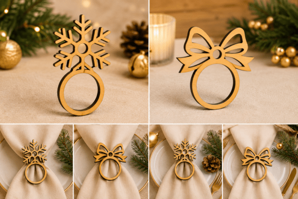 Christmas Bow Napkin Ring SVG Bundle