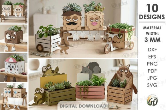 Create Unique Decor with Funny Planters Bundle Laser Cut