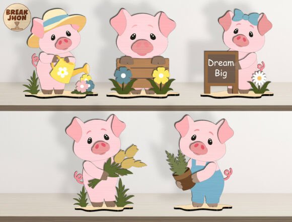 Cute Pig 3D Layered Laser Cut File SVG Bundle