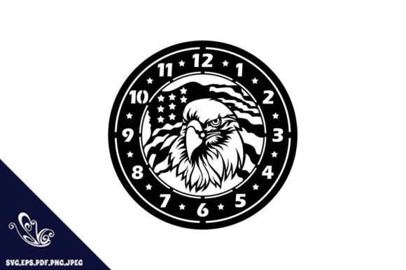 Eagle Head Flag Clock Cutting Template