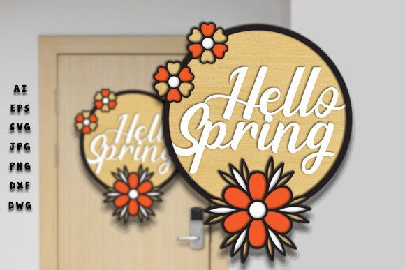 Elegant Spring Door Hanger SVG Design for Crafts