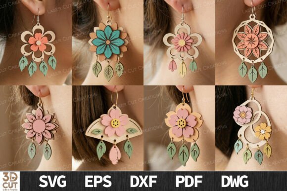Floral Earrings Bundle SVG