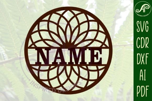 Geometric Flower Name Sign SVG Cut File