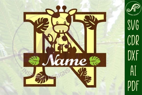 Giraffe Capital N Letter Monogram SVG for Elegant Projects