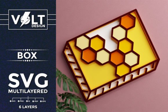 Honey Bee-Box Hexagon Multilayered SVG: A Creative Design Asset