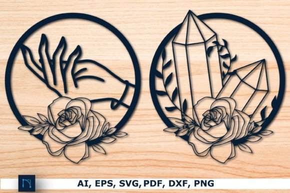 Laser Cut Cristal Floral Decor SVG Set