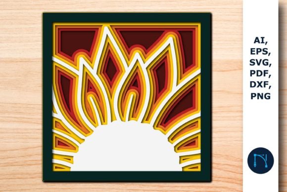 Layer Paper Cut Sunflower Shadowbox SVG for Crafts