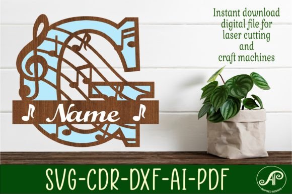 Music Monogram Letter G SVG Cut File