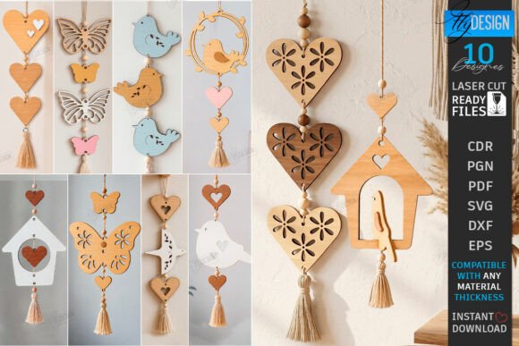 Spring Birdhouse and Nest Decoration for Laser Crafting