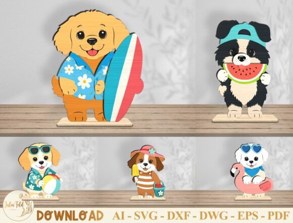 Summer Dog Laser Cut File SVG Bundle