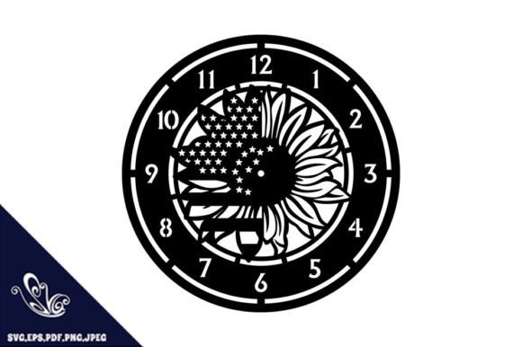 Sunflower Flag Clock Laser Template