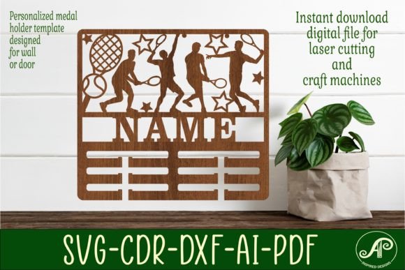 Tennis Name Medal Holder Male SVG Design
