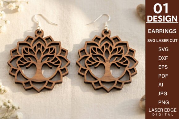 Tree Earrings Laser Cut SVG for Nature-Inspired Jewelry