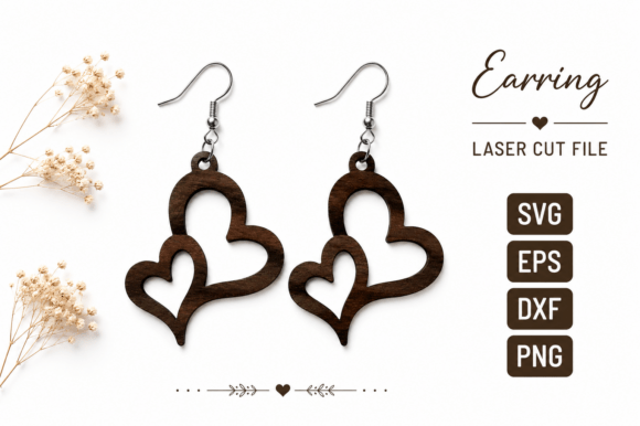 Wooden Heart Earring SVG Files for Creative Crafts