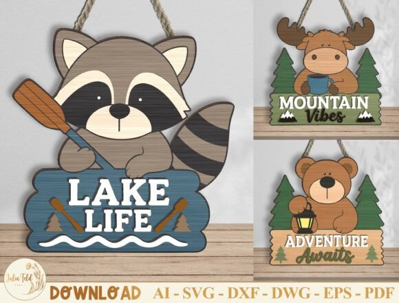 Woodland Animal Door Hanger SVG Bundle: Charming Forest Designs